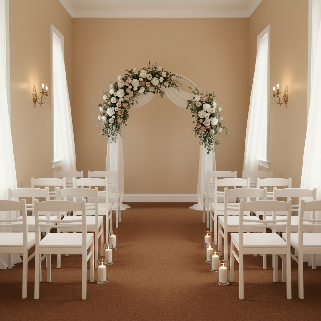 Event venue with warm natural light and elegant seating